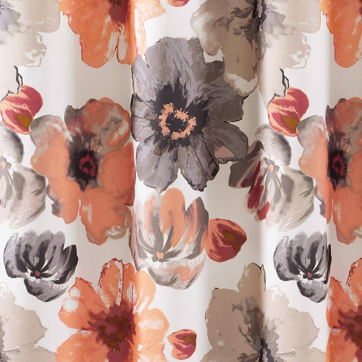 Lush Decor Leah Shower Curtain - Bathroom Flower Floral Large Blooms Fabric Print Design, 72” x 72”, Yellow/Gray: Home & Kitchen