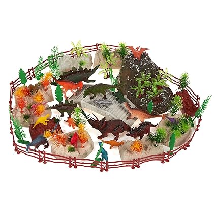 100-Pack Dinosaur Toy Set Figurines - Realistic Plastic Toy Dinosaur Figures with Plastic Props for Children, Themed Parties, Decorations, Includes Carrying Case - 10.5 x 6.5 x 8.2 Inches