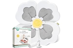 SNUG BUG GEAR Baby Bath Cushion 5pc Set - Newborn & Infant Lotus Bath Flower Baby with Soft Cover - Travel Bathtub Insert Pad for Kitchen Sink, Shower & Tub - Flower Bathing Pillow with Patented Comfort & Support