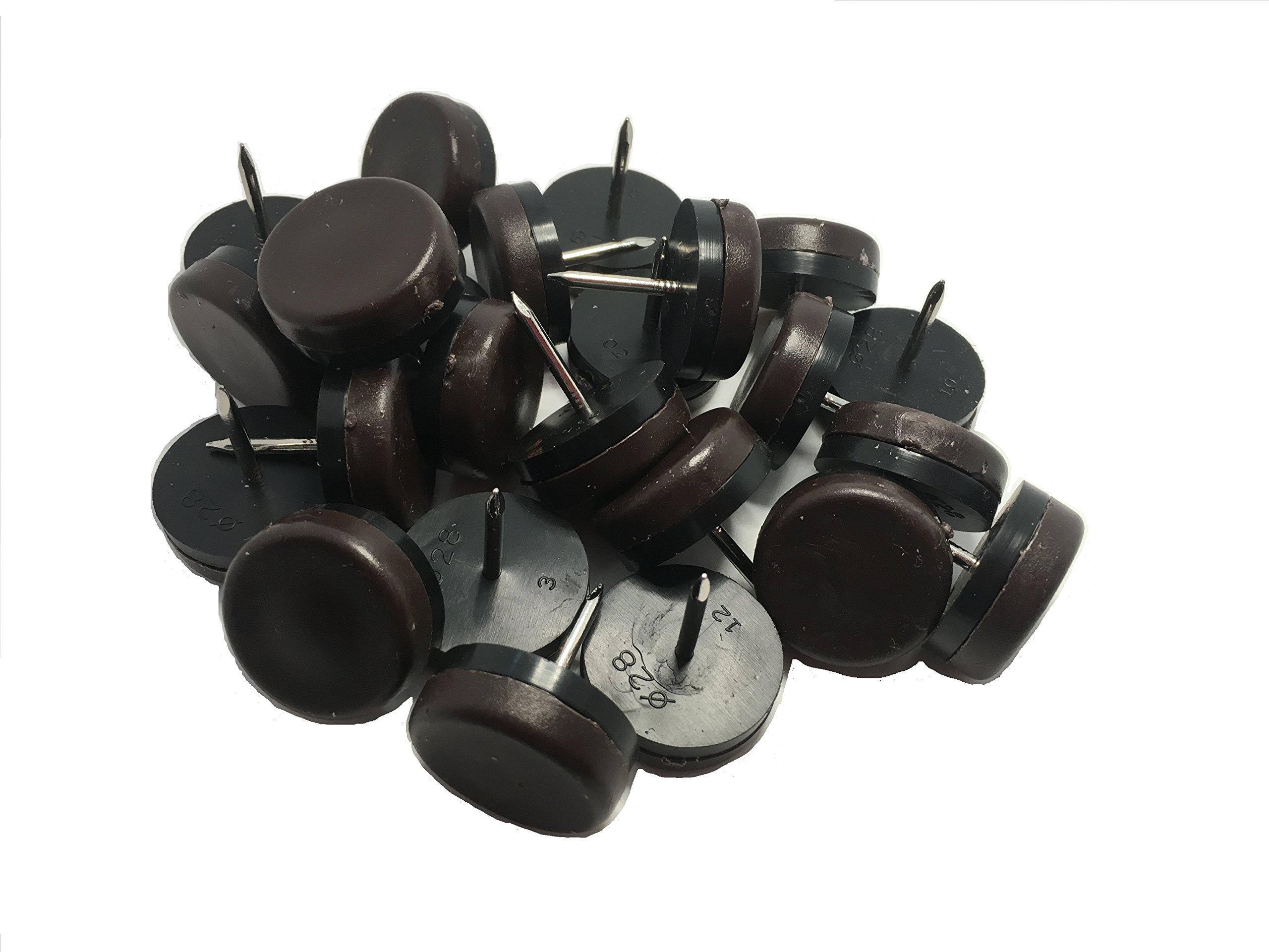 1-1/8" DIA Heavy Duty plastic Nail-on Slider Glide Pads for Chairs, Stools, & Tables--Brown 24pcs