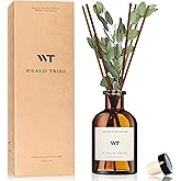 WEALD TRIBE Flower Reed Diffuser Set Eucalyptus & Lavender Scent For Bathroom Accessories Shelf Decor & Air Fresheners, Sticks Defusers With 4.0 fl oz Essential Oils, House Bedroom Office Decor & Gift