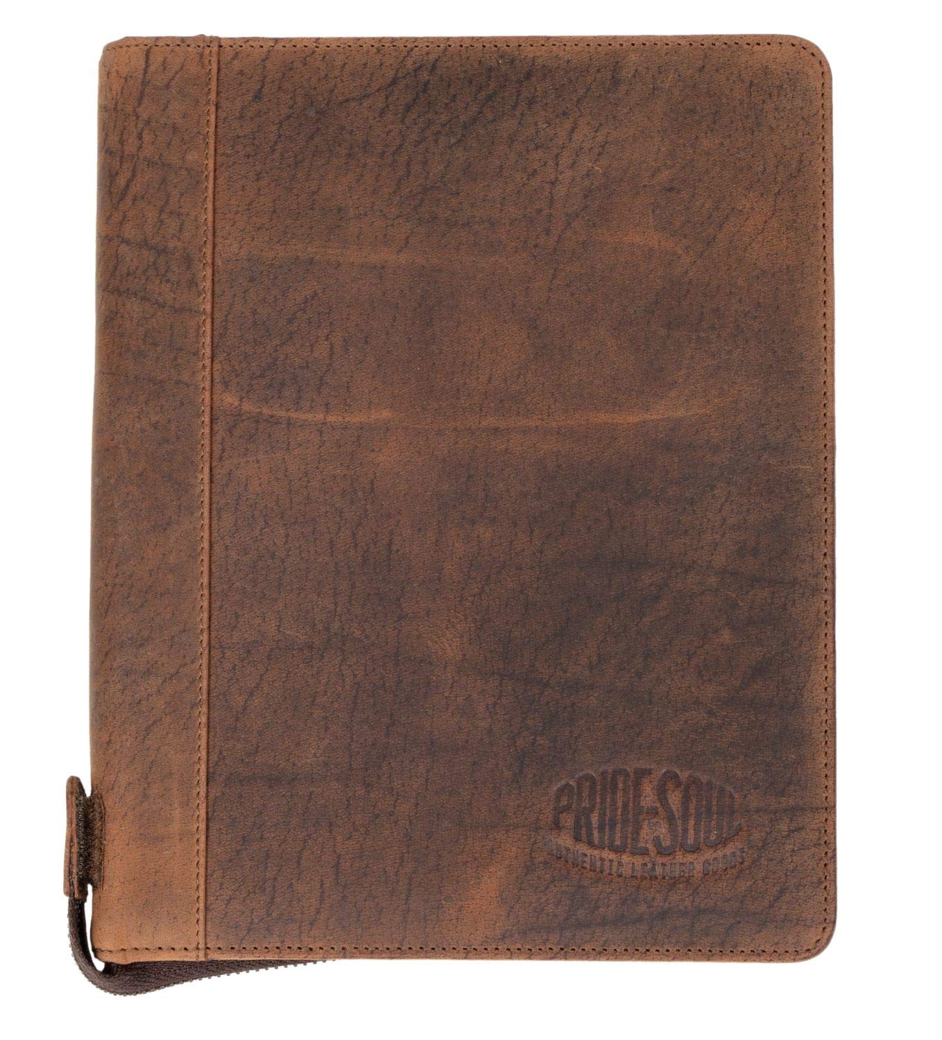 Pride & Soul 30121 Organiser A5 Wick, Zip Writing Case Made of Real Leather in Brown, Organiser Folder Approx. 24 x 19 cm, Conference Folder with Notepad, Pen Loop and 4 Business Card Compartments