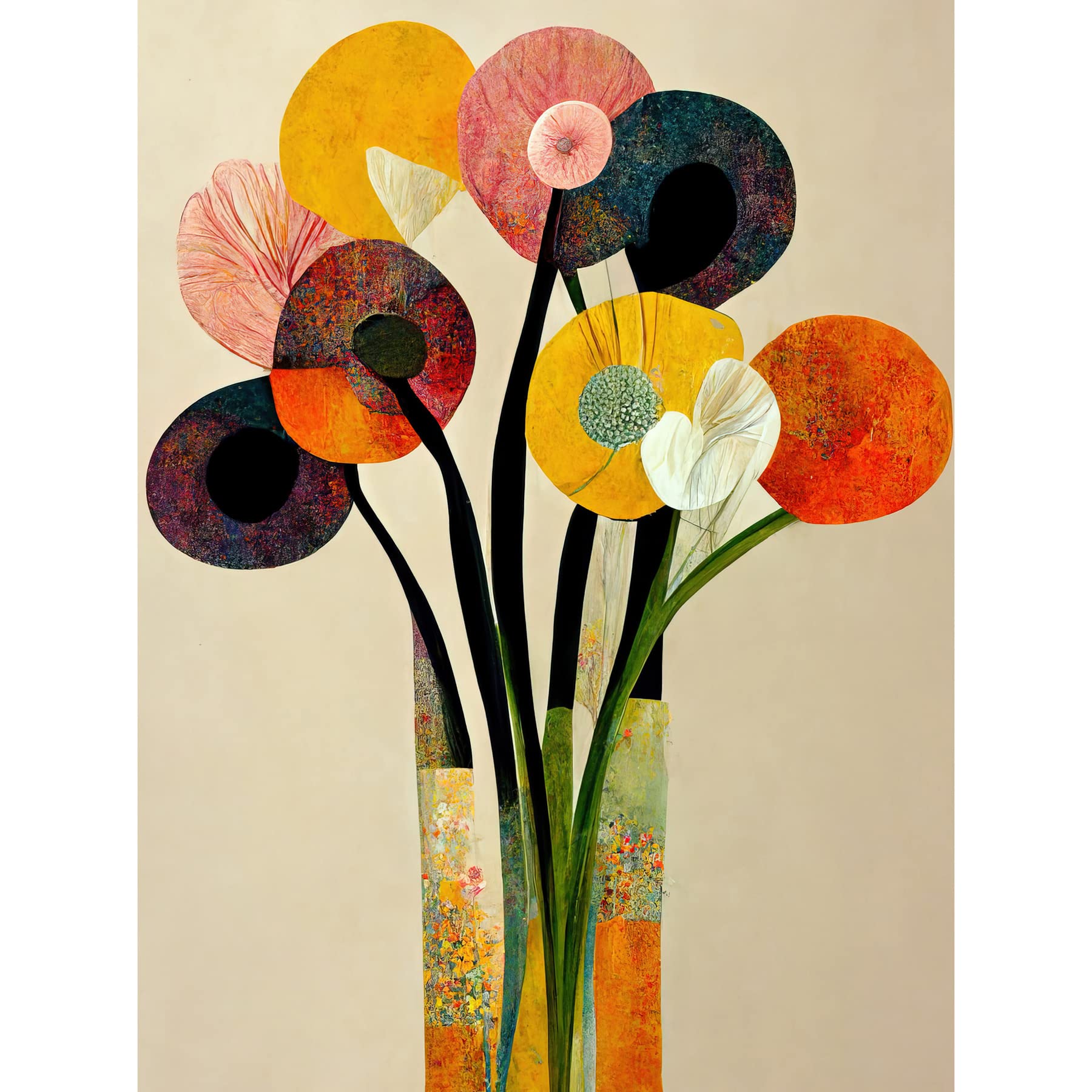 Wee Blue Coo Spring Flowers Floral Bouquet Abstract Vase Boho Unframed Wall Art Print Poster Home Decor Premium