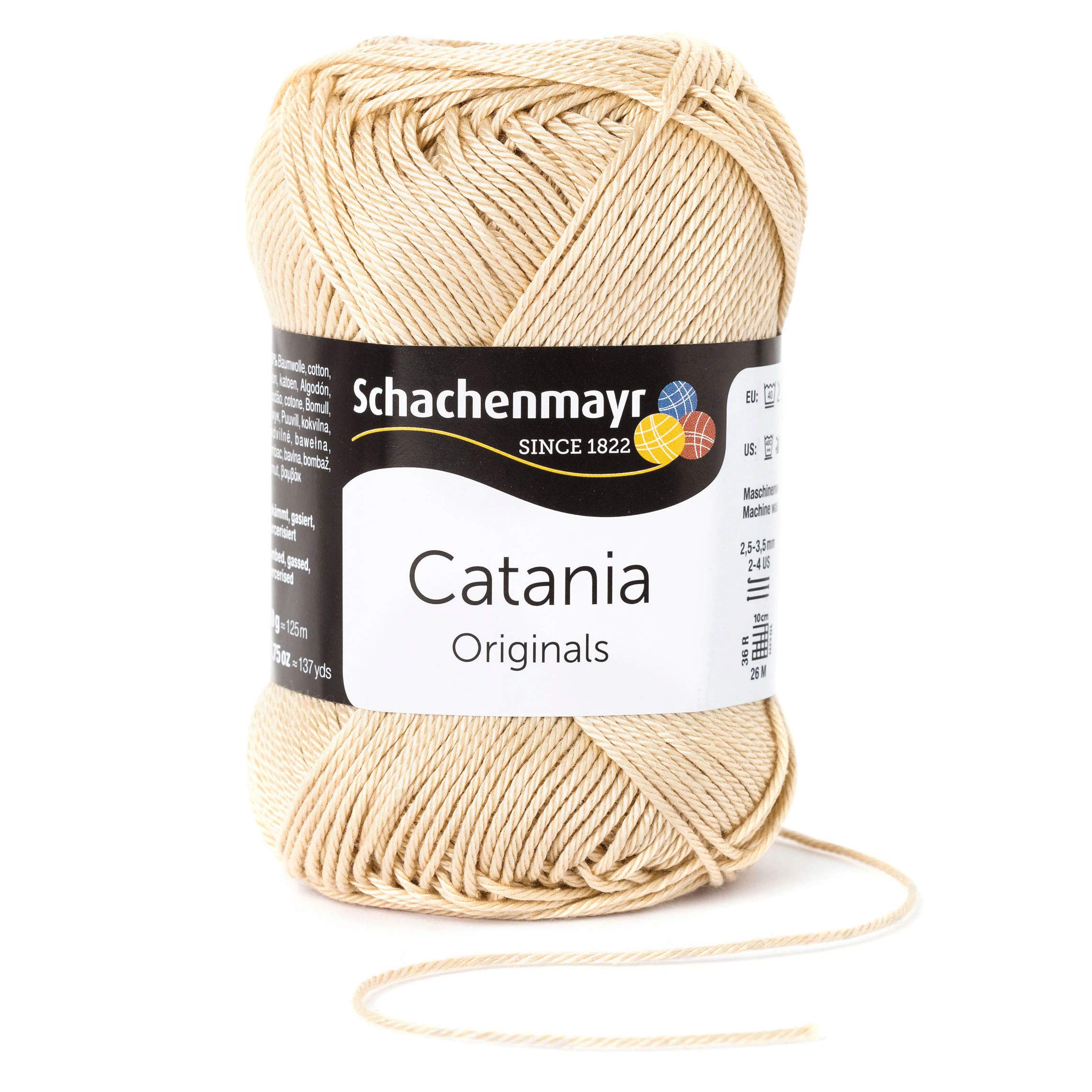 Schachenmayrsince 1822 Catania Sand Beige 9801210-00404 hand knitting yarn, crochet yarn, 100% cotton (11.5 x 5.2 x 6 cm)