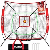 5x5 FT Baseball & Softball Practice Net with Red Strike Zone & Target | Youth Baseball & Softball Training Net for Hitting, Pitching, Batting |for Accurate Throwing Practice,Includes Carry Bag.