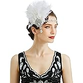 BABEYOND Women's Ostrish Feather Crystal Teal Headband Wedding Bridal Feather Headband Flapper Headpiece 1920s