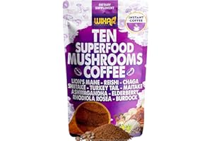 WIXAR NATURALS WIXAR Superfood Mushroom Coffee - Instant Coffee Powder, Ten Superfood Extracts with Lion's Mane, Turkey Tail, Reishi, Chaga, Shiitake, Ashwagandha, Rhodiola Rosea, Elderberry, 5oz Mushroom Supplement