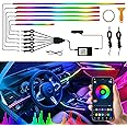 Interior LED Strip Lights, Acrylic LED Lights with Wireless APP Dynamic Dreamcolor Chasing 6 in 1 Car Ambient Lighting Kits, 175 inches 593 LED Sound Active Function Neon Lights