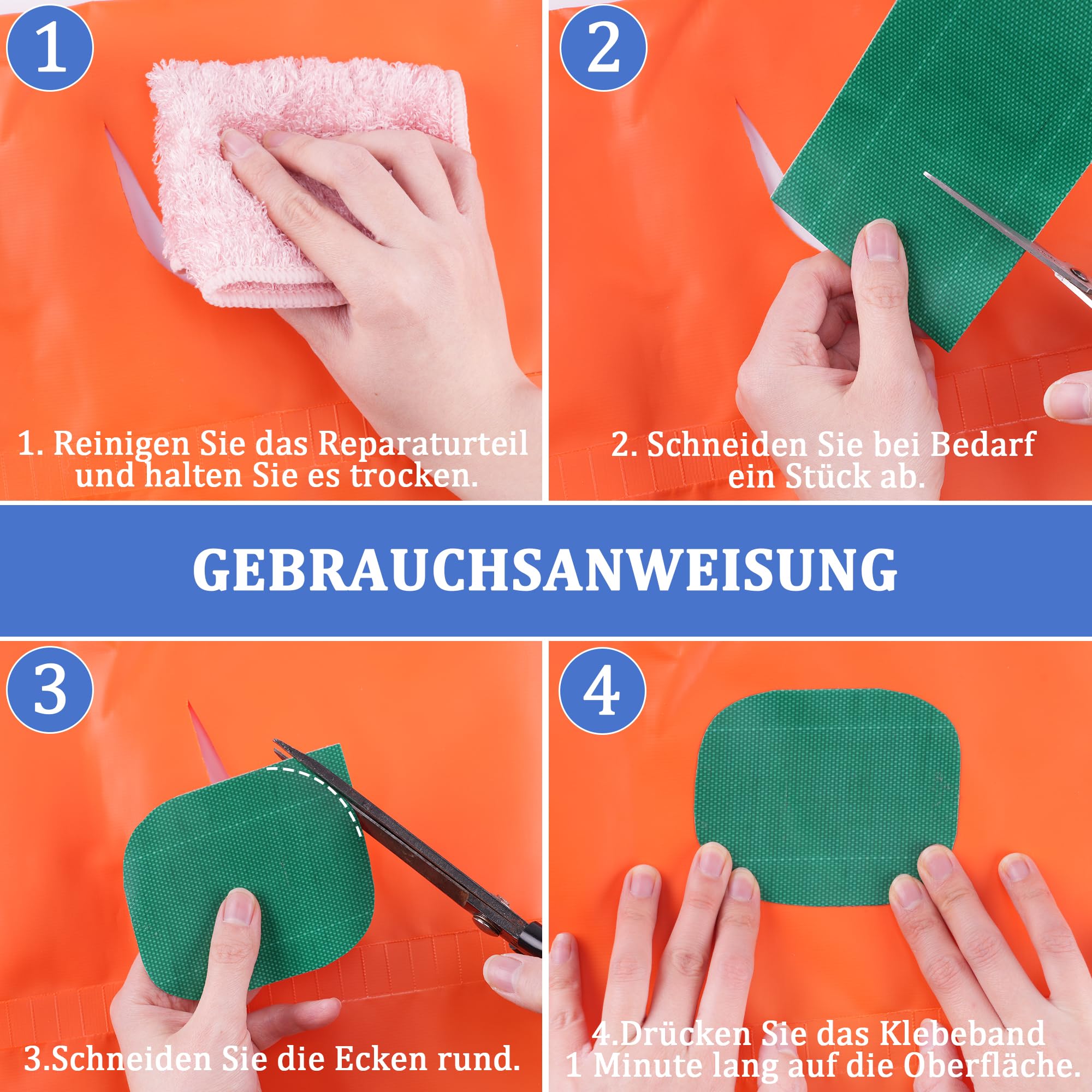 PVC Planenband, Reparaturklebeband für Gewebeplanen, Planenflicken, 5M*8CM, für lkw abdeckplane, Markise, Zelt, Blau 5