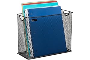 Mind Reader Vertical File Storage, Desktop Organizer, Hanging Files, Office, Metal Mesh, 12.25"L x 5.5"W x 10"H, Black