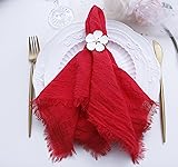 Cloth Napkins with Fringe Set of 12,100% Soft