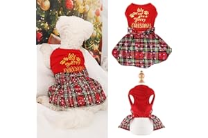 FURRYMONG Dog Christmas Dress Merry Christmas Dog Clothes Plaid Dog Dresses for Small Dogs Girl Pet Dog Christmas Outfit Red Xmas Dress for Dogs (Small, Red Dress)