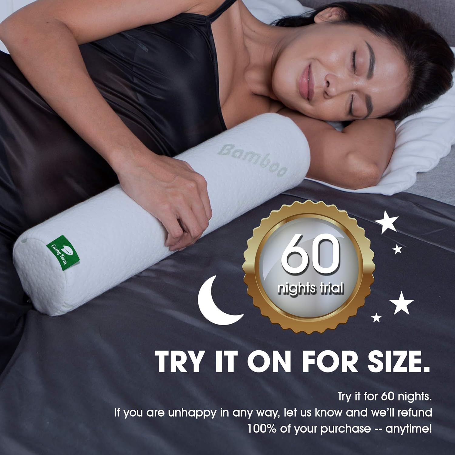 Cushy Form Neck Roll Pillow for Sleeping- Cylinder Round Cushion for Cervical Support - Memory Foam Bolster for Neck, Spine, Lumbar Traction, Spondylosis Pain Relief with Washable Bamboo Cover: Home & Kitchen