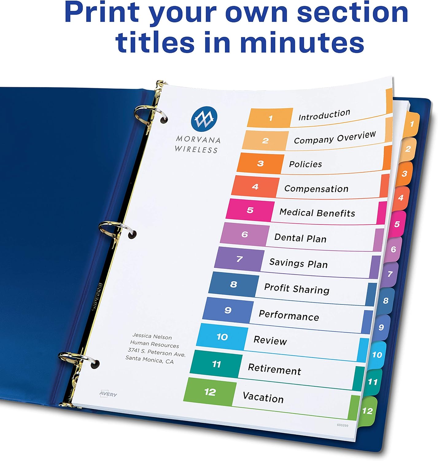 Avery Ready Index 12-Tab Binder Dividers, Customizable Table of Contents, Multicolor Tabs, 6 Sets (11196) : Binder Index Dividers : Office Products