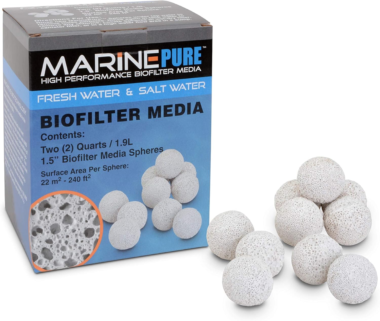 CerMedia MarinePure 1.5-Inch Sphere Bio-Filter Media for Marine and Freshwater Aquariums 2-Quart, White to tan, 1.5" Spheres, 2 quart - Image 5