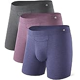 DAVID ARCHY Men’s Boxer Briefs with Covered Waistband & Fly, Breathable Underwear, Moisture-Wicking, 3-Pack