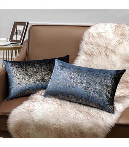 THE-TINOART Fundas De Almohada Decorativas Suaves Con Textura De Rayas Negras Plateadas Y Marrones Para Sala De Estar Sofa Cama Silla Decoracion