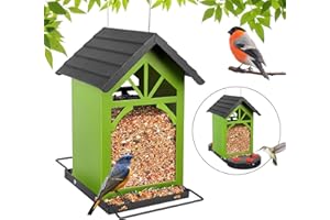 TROOER Bird Feeders for Outdoors Hanging, 2 in 1 Feeders for Wild Bird & Hummingbird, Large Capacity and Weatherproof, Easy to Clean and Fill, Great for Cardinal, Finch, Chickadee, Green