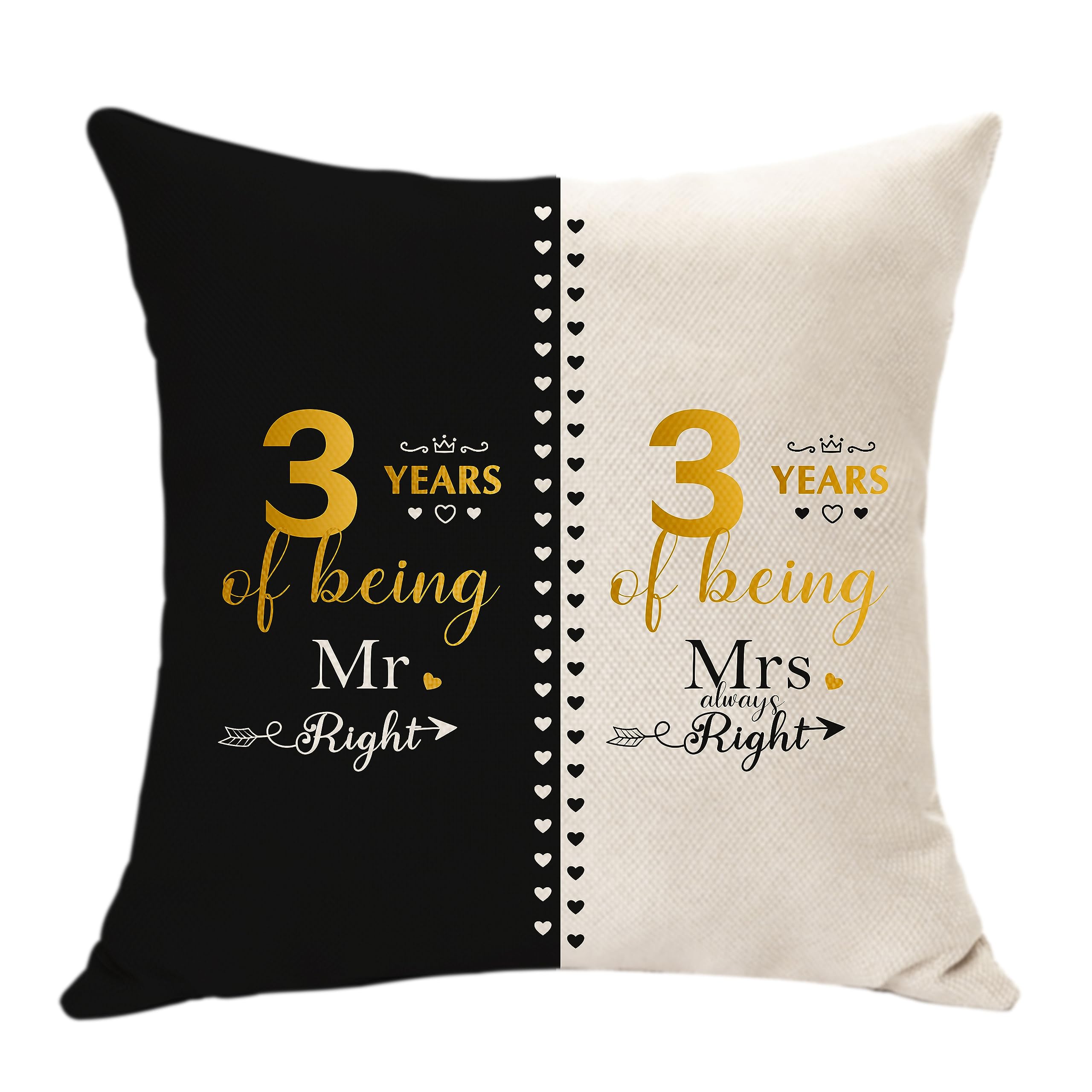 Hasodeo 3 Years of Marriage Gifts for Couples, 3th Wedding Anniversary Cushuon Cover Gifts, Mr. Mrs. 3th for Husband Wife, 3th Wedding Gifts for Her Him Anniversary Decoration (3rd)