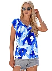 AUSELILY Womens Cap Sleeve T-Shirt Casual Loose Fit