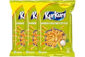 GREAT BAZAAR Kurkure Green Chutney Indian Chips Pack of 3