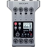 Zoom PodTrak P4 Podcast Recorder, Battery Powered, 4 Microphone Inputs, 4 Headphone Outputs, Phone and USB Input for Remote I