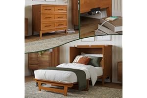 AFI, Santa Fe Twin Murphy Bed Chest with 6" Mattress & Built-in USB Charger, Light Toffee