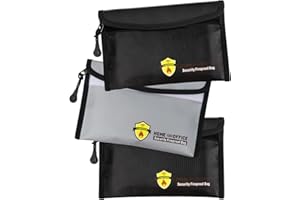 DYNTA Fireproof Document Bag (2200℉) - Waterproof, Small 5"x8" Size 3 Packs, Money Bag with Zipper for Storage Cash, Jewelry, and Passport