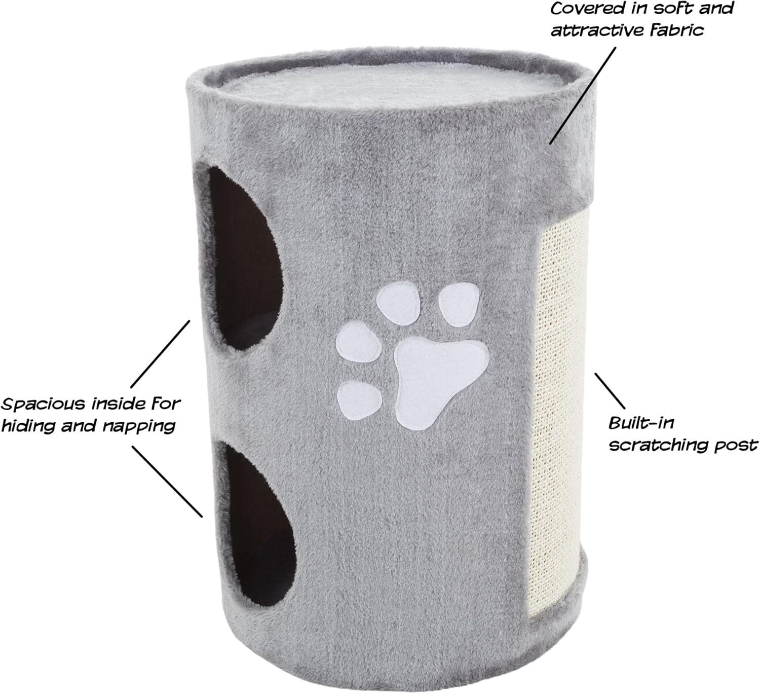 PETMAKER Cat Condo 2 Story Double Hole with Scratching Surface, 14" x 20.5", Gray (80-PET5080) : Pet Supplies