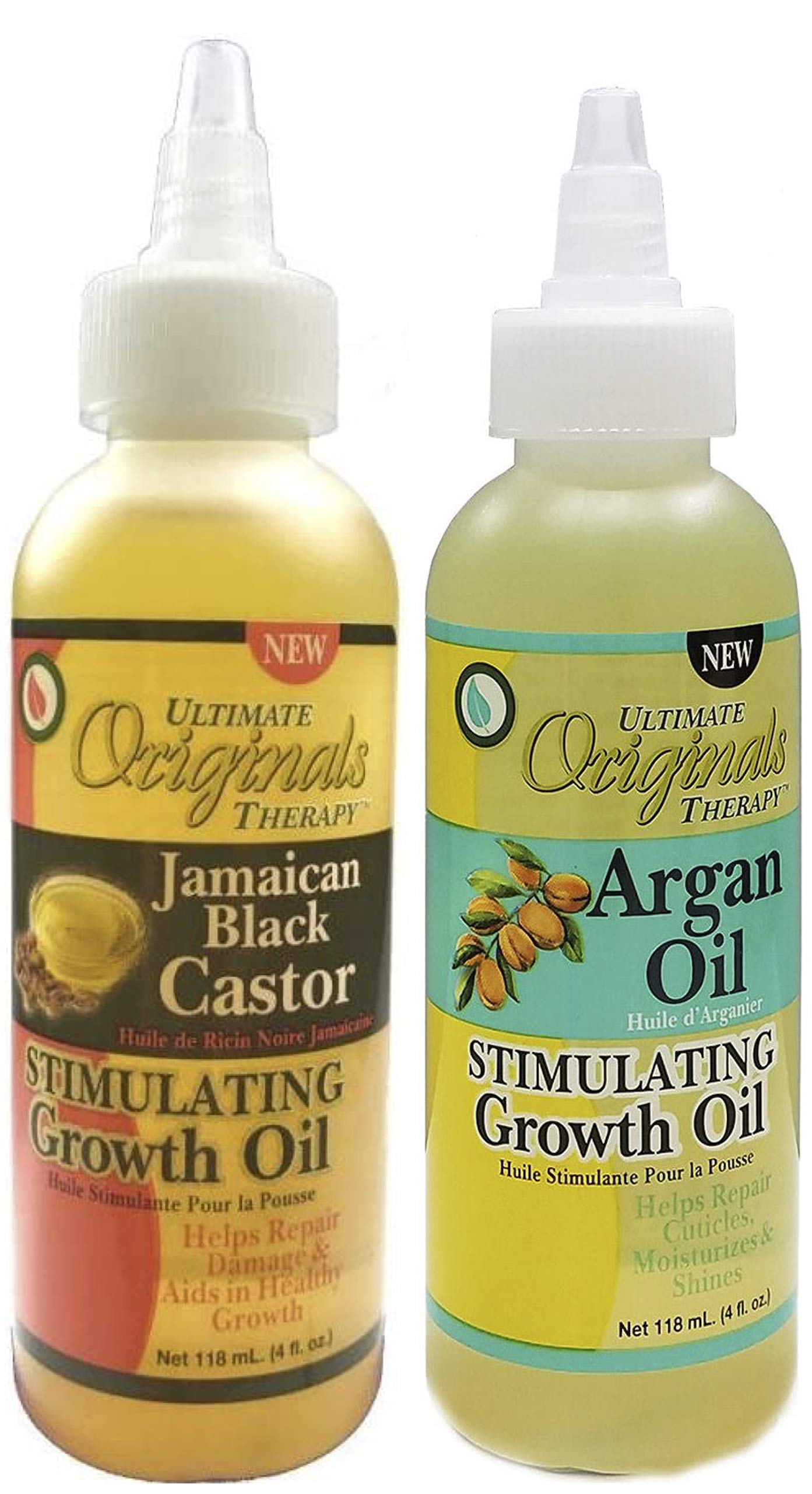 Africa's Best Ultimate Originals Stimulating Jamacian Black Castor Growth Oil 118ml with Stimulating Argan Growth Oil 118ml (Set of 2)
