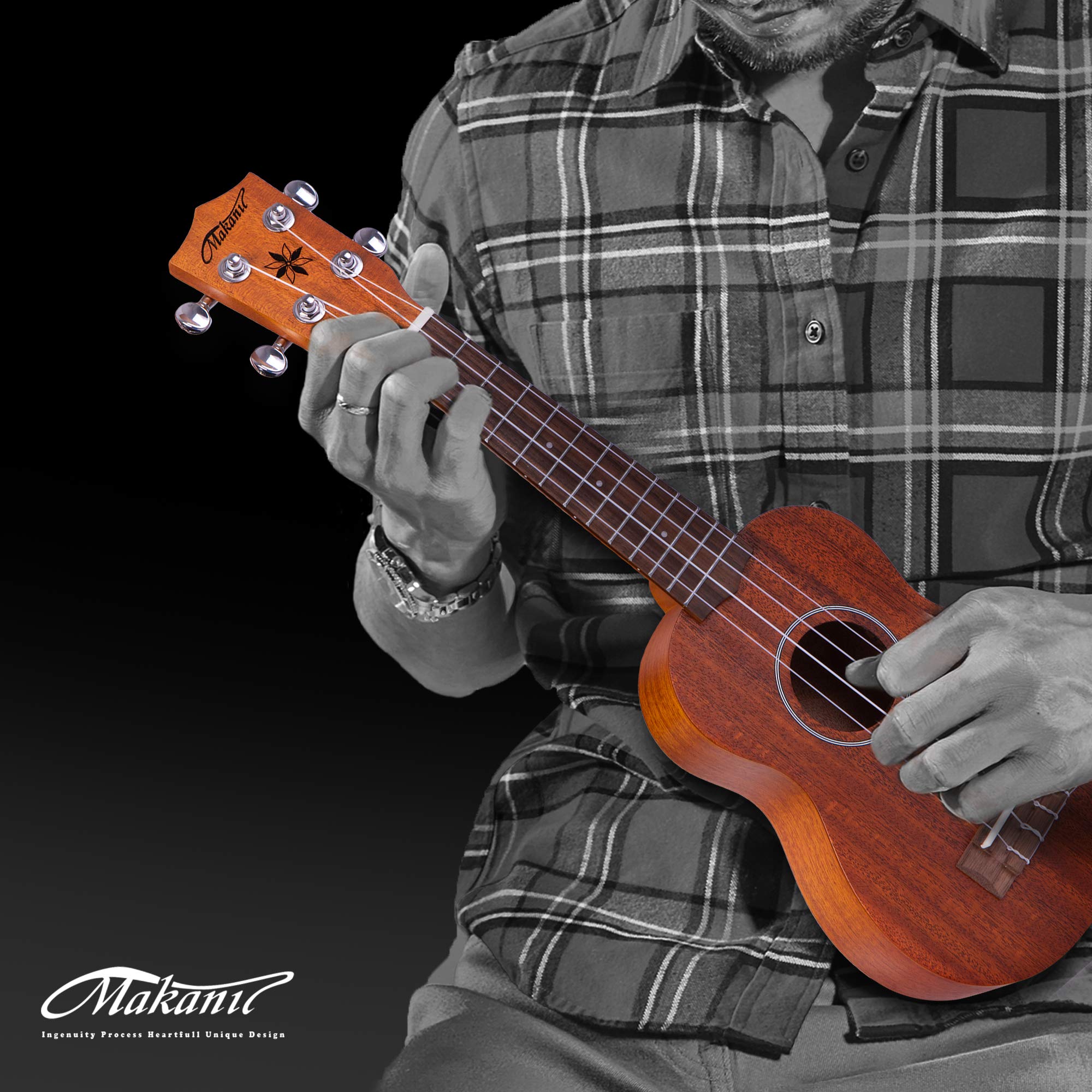 Makanu Soprano Ukulele Sapele 21 Inch Ukulele with Gig Bag for Beginners Matt Finish Four String Guitar