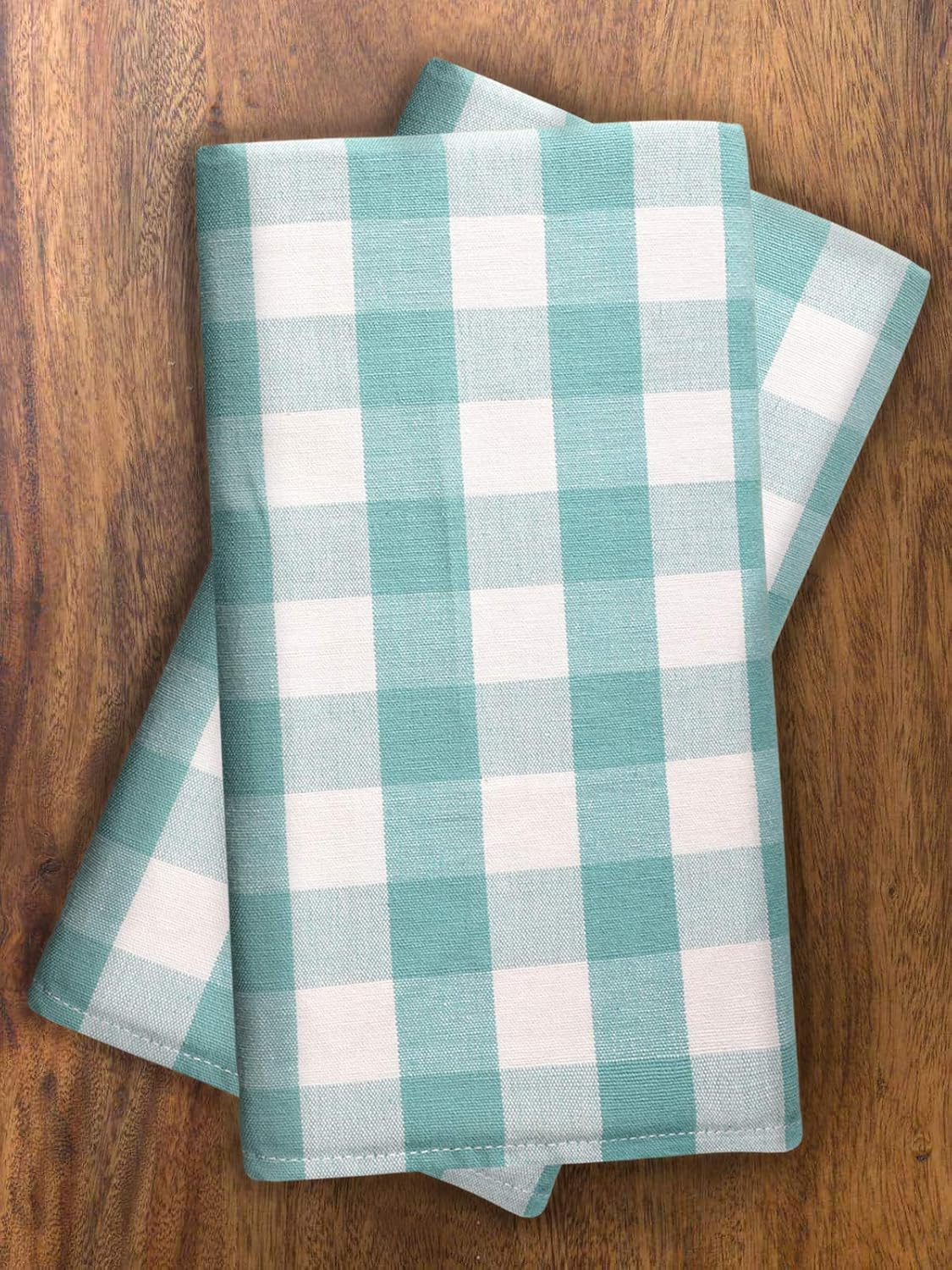 Urban Villa Dinner Napkins, Everyday Use, Premium Quality, 100% Cotton, Set of 12, Size 20X20 Inch, Aqua/White Over Sized Cloth Napkins with Mitered Corners, Ultra Soft, Durable Hotel Quality: Kitchen & Dining