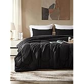 SLEEP ZONE Twin/Twin XL Size Comforter Set, Breathable Jersey Knit Soft Duvet Insert Set 2 Pieces Bedding Sets for Bedroom All Season, Black