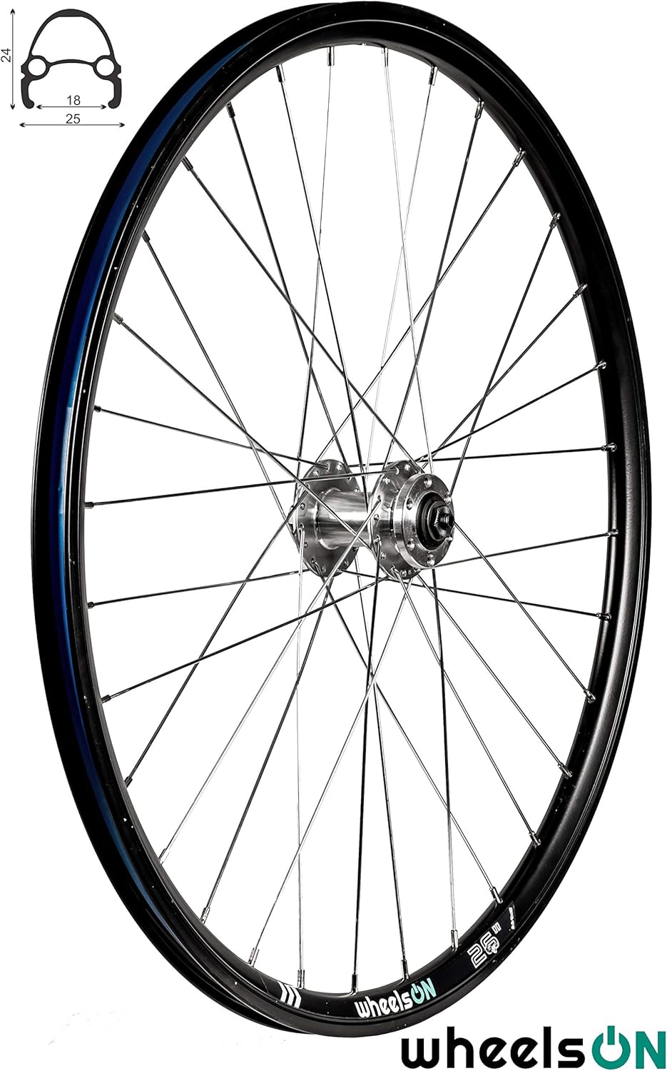 wheelsON 26 inch Front Wheel Mountain Bike QR Disc 32H Black/Silver