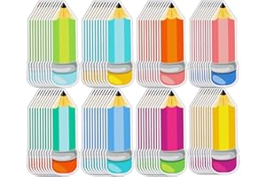 MIXTEACH 48 Pieces Colorful Pencils Cutouts Pencil Name Tags Paper Pencils for Bulletin Board Locker Decor Teacher Student Name Labels for Back to School Classroom Décor