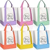 Sadnyy 6 Pcs Girls Trip Gifts for Women Girls Weekend Trip Gifts Mini Canvas Tote Bags Vacation Bestie Friendship Favors Summer Cosmetic Goodie Pouch 13" x 11" x 6" Tote Bag Bulk with Pocket Handle