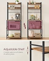 VASAGLE Kitchen Storage Rack with Power Outlet, Rustic Brown & Black view 7