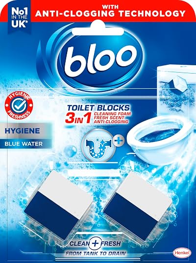 Bloo Hygiene 3in1 Cleaning Foam Toilet Blocks Pack of 2 Blue Fresh Scent