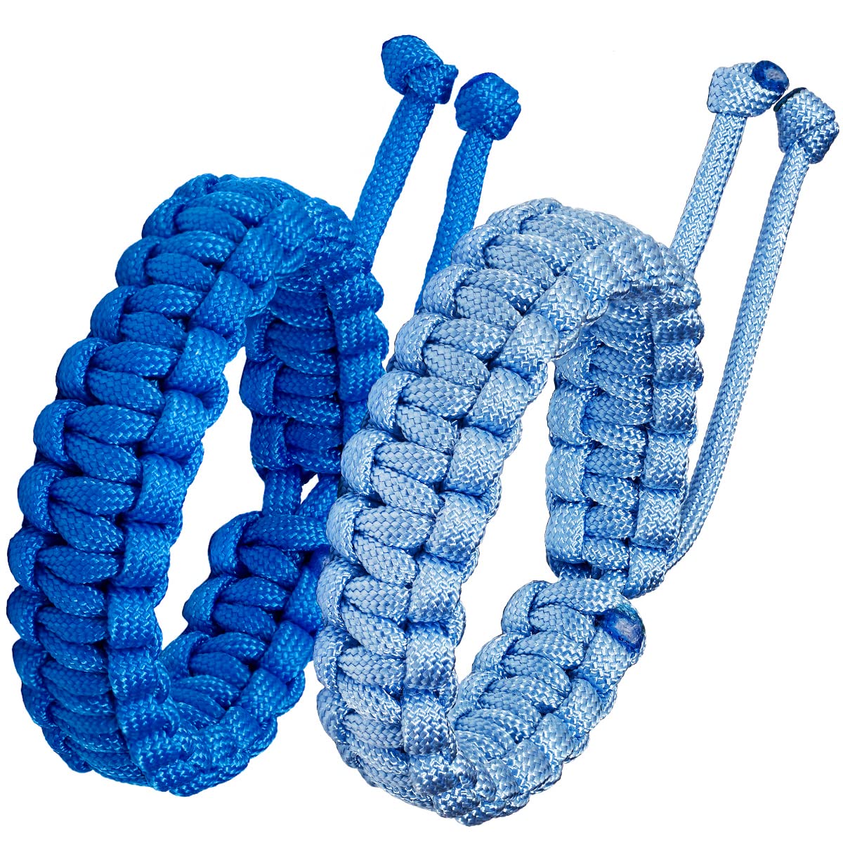 Jewboo Paracord Survival Bracelets Braided Paracord Handmade Rope for Couples Men Women Adjustable Size (2Pcs Blue)