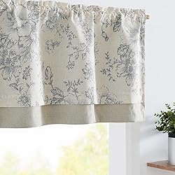 jinchan Linen Floral Valance Double Layer Kitchen