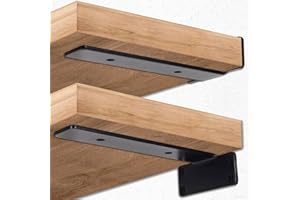 BOODVON Floating Shelves Brackets 8 Inch, Black Shelf Brackets Heavy Duty with Screws, 90 Degree Angle Metal Shelf Brackets & Supports, Shelf Brackets with Modern Iron Finish (8 inch -4 Pack)