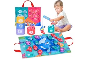 XIXILAND Montessori Toys for 1 Year Old Boy Girl Birthday Gifts, Fishing Game for Toddlers 1-3 with Stacking Cups, Toddler Toys Sensory Learning Educational Toys for 1 Year Old Must Haves Toys Baby Fishing Toy