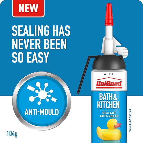 UniBond Bath & Kitchen Sealant, Mould Resistant White Silicone Sealant