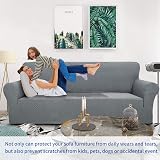 MAXIJIN Jacquard Sofa Cover 3 Seater Light Grey Stretch Non-Slip Protector view 2