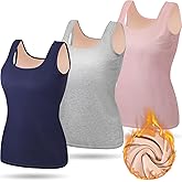 Breathffy Women Thermal Tank Top - Loose Fit Plus Size Thick Warm Sleeveless Warm Fleece Lined Camis Underwear Top Base Layer