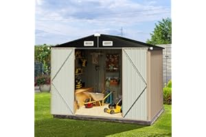 Aoxun Outdoor Storage Shed,8.5x5.6 FT, Garbage Can,Outdoor Metal Shed for Tool,Garden,Bike, Brown