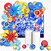 121 Pcs Red Blue Gold balloon garland Arch Kit, for Cartoon Blue Hedgeho Themed Birthday Party Decorations Boys Girls Gatherings Party Supplies