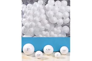ADER PRODUCTS 124 Pack Craft Foam Balls - 5 Sizes - Bulk Foam Craft Balls - Polystyrene Foam Balls for DIY Crafting and Decoration for Home or School Craft Project | White Color