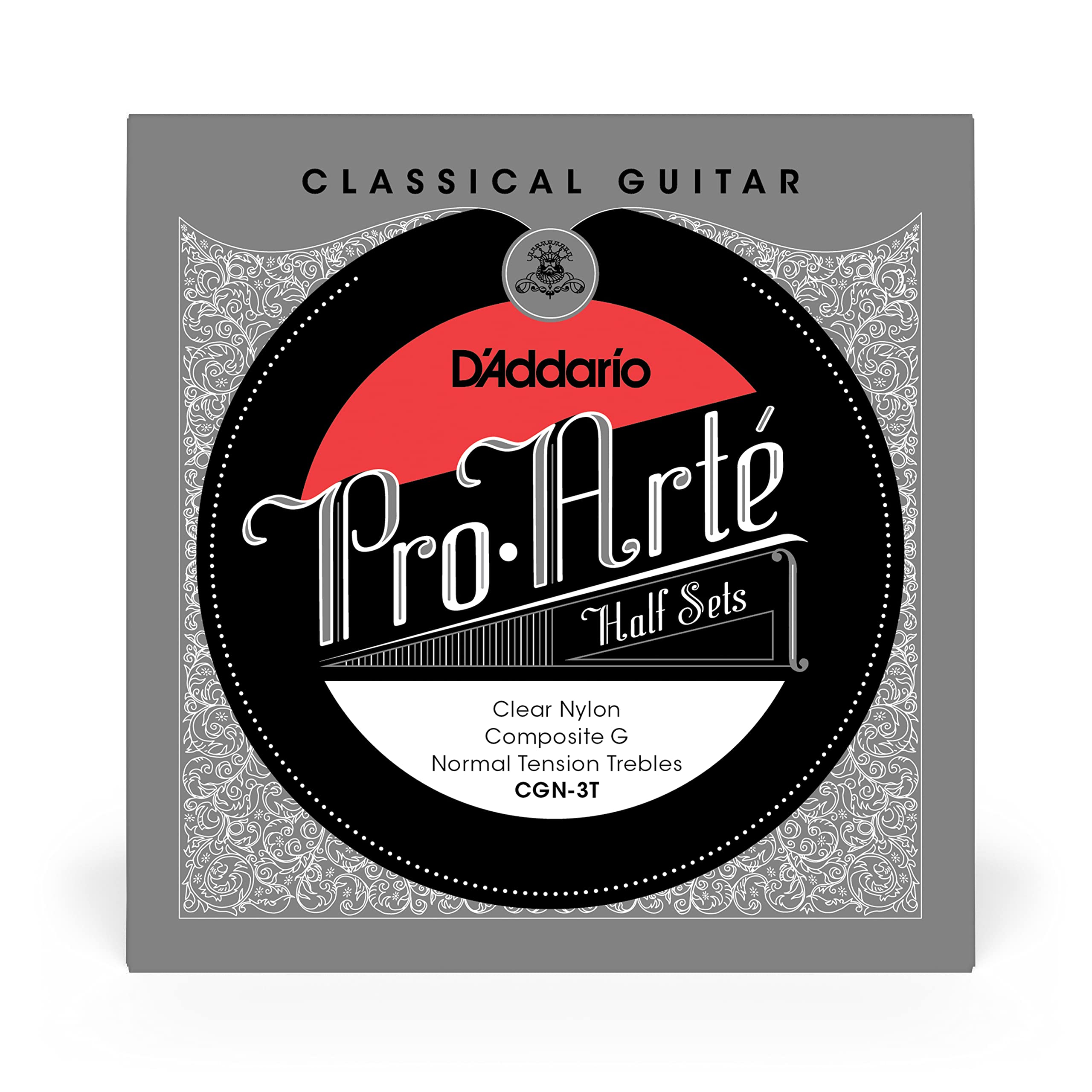 D’Addario Guitar Strings - Pro-Arte Nylon Guitar Strings - CGN-3T - Classical Guitar Strings - Half Sets, Normal Tension, Clear Nylon w/Composite G