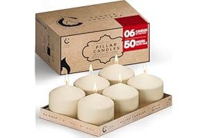 Candle Charisma Ivory Pillar Candles Bulk Pack of 6 – (3x3 Inch) Long-Lasting 50-Hour Burn, Dripless & Smokeless – Perfect for Hassle-Free Decor at Weddings, Fall Table Centerpieces & Special Events